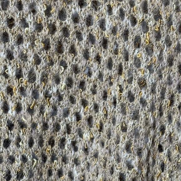 St. John Open Knit Poncho Sweater Wool Blend Gold Accent Women’s L - Picture 7 of 7